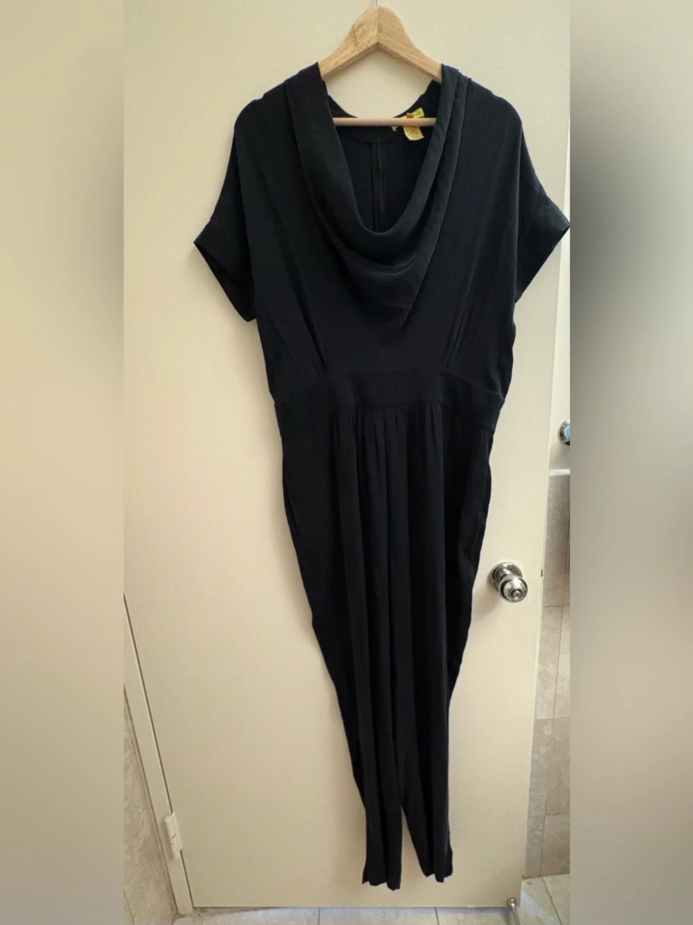 Catherine Malandrino Black 95% Silk Cowl Neck Jumpsuit - Size 14